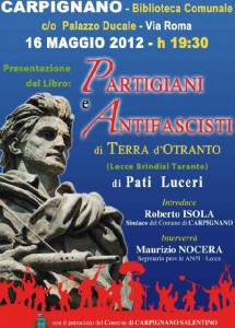 domani presentazione a carpignano del volume di Pati Luceri