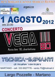 mercoledì primo agosto a martano i vega 80